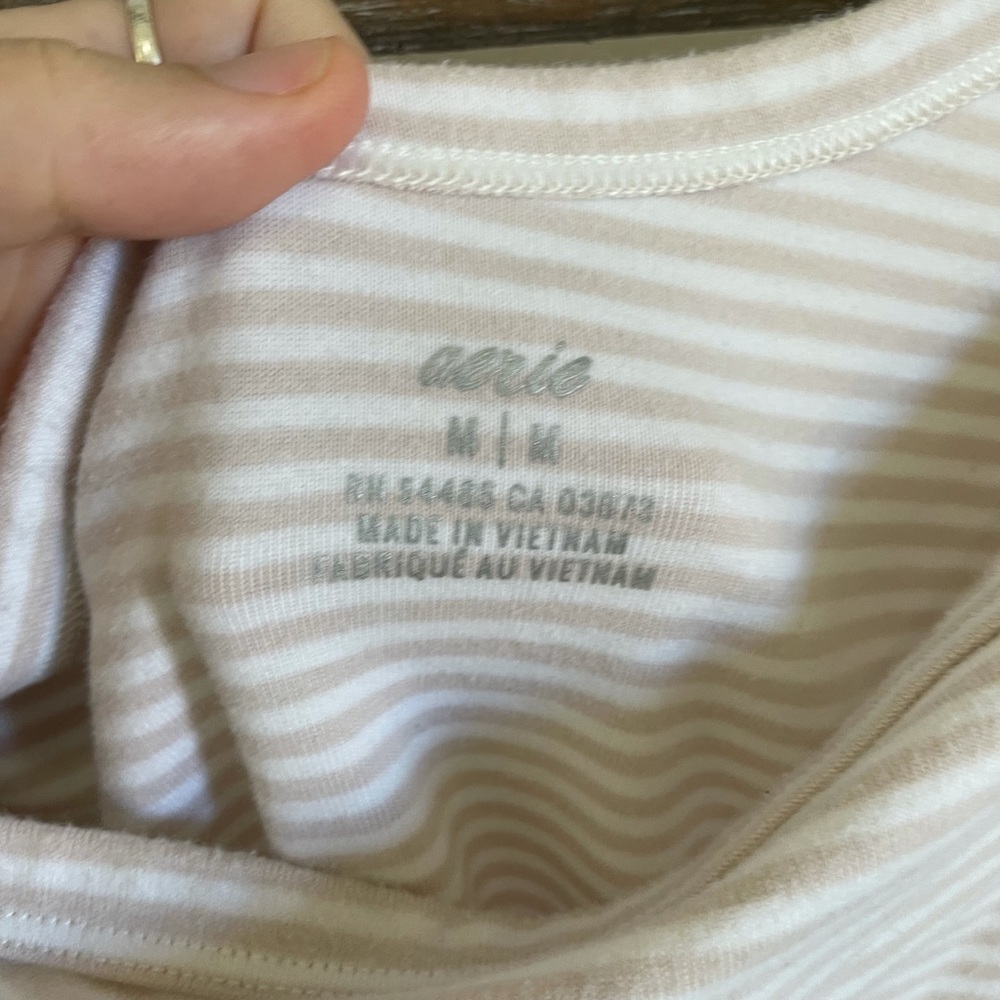 Aerie Light Pink and White Striped One Shoulder Top - Picture 3 of 3